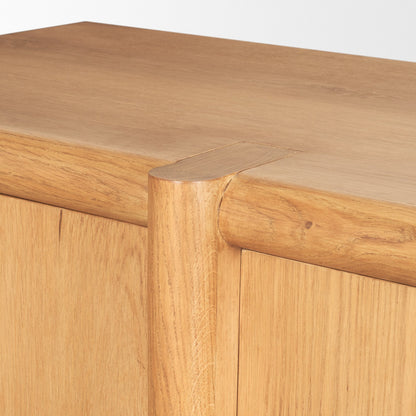 Rowan Light Brown Oak Wood 4‑Door Sideboard
