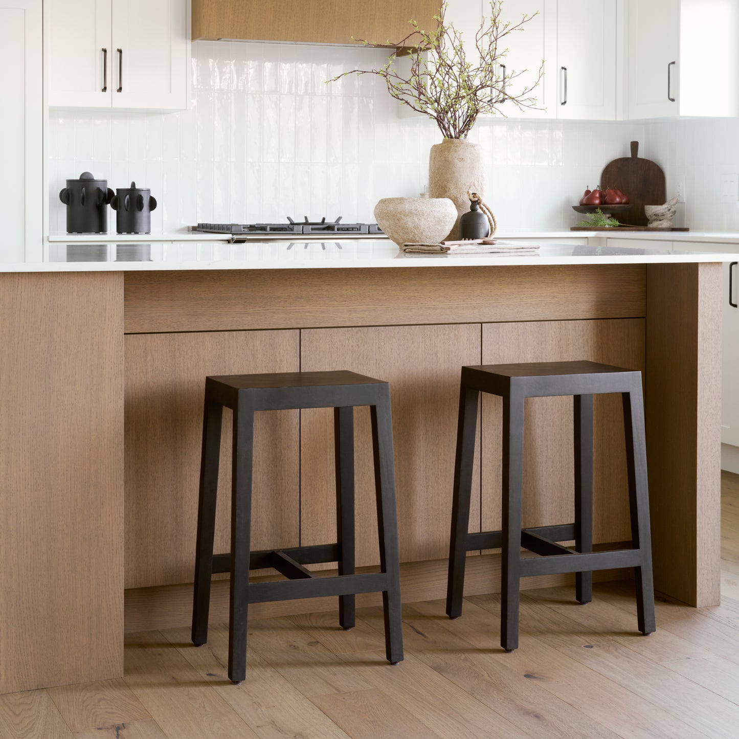 Colony Black‑Brown Solid Wood Counter Stool