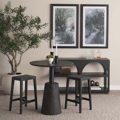 Colony Black‑Brown Solid Wood Counter Stool