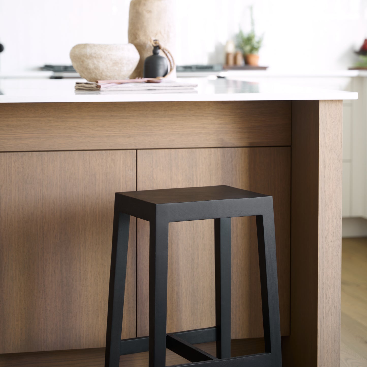 Colony Black‑Brown Solid Wood Counter Stool