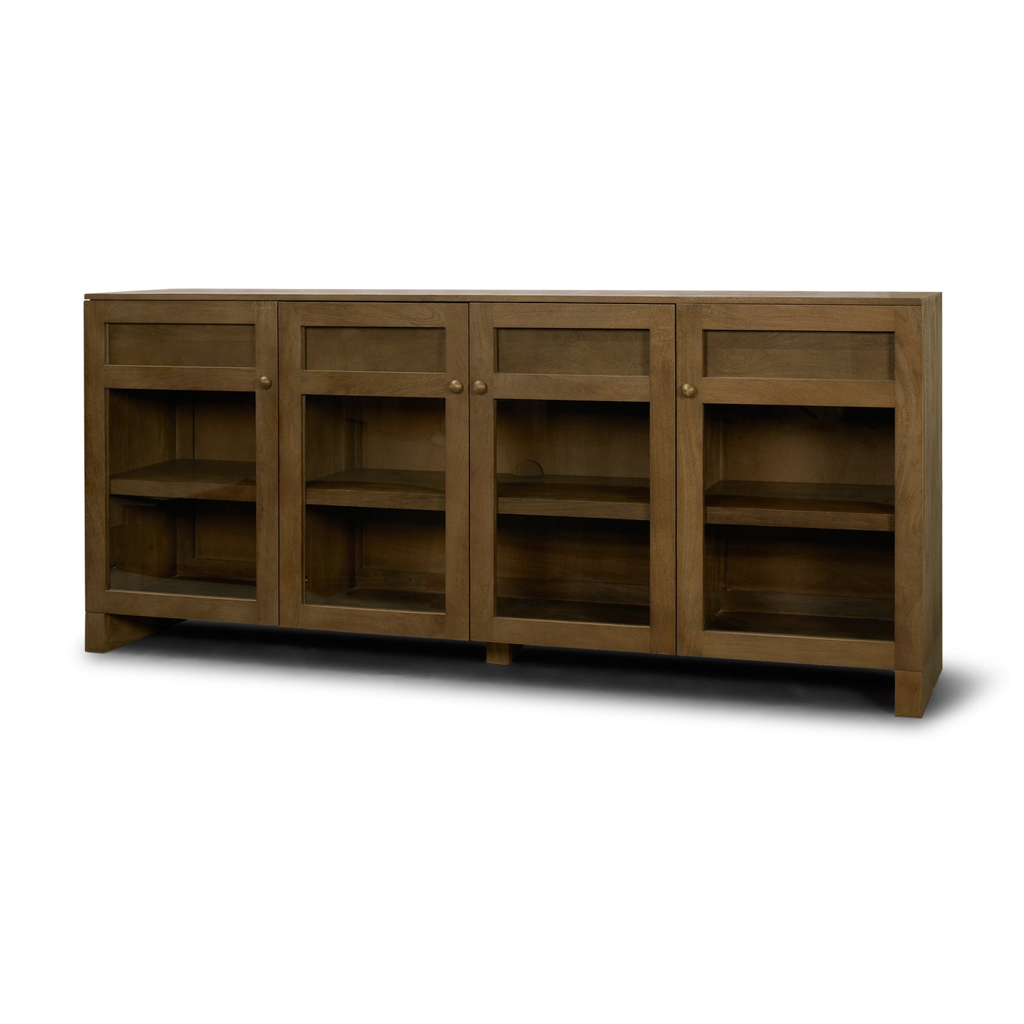 Suri 80 Inch Mid Brown Wood Sideboard with Glass Doors
