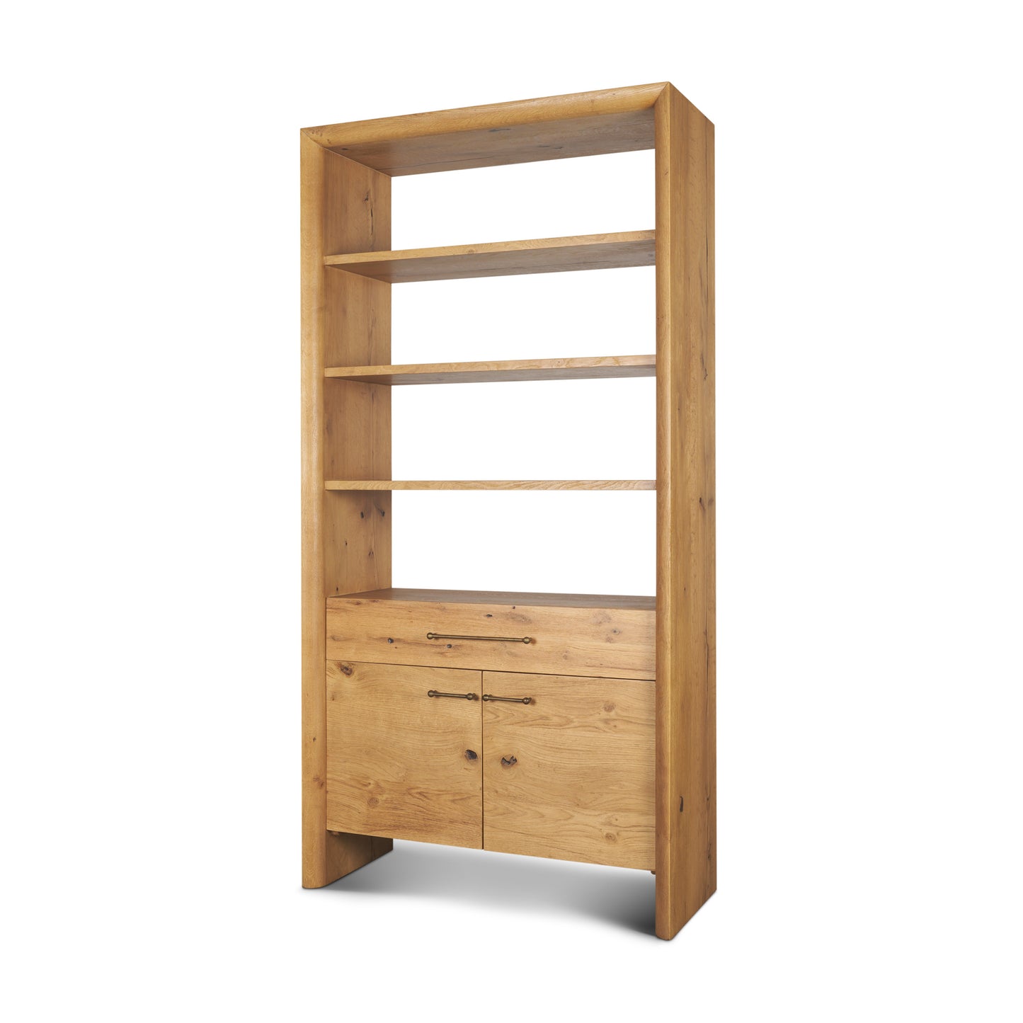 Belford 2‑Door Light Brown Oak Wood Shelving Unit