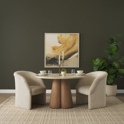 Curtis Cream Fabric Dining Armchair with Half‑Moon Base