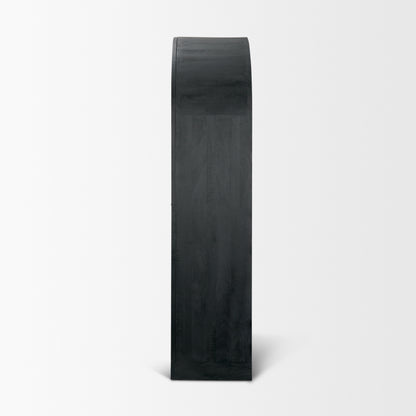 Suri Black Wood Arched Curio Cabinet with Glass Doors