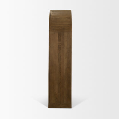 Suri Mid Brown Wood Arched Glass Door Curio Cabinet