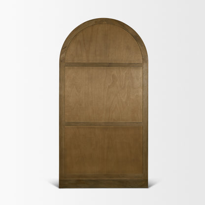 Suri Mid Brown Wood Arched Glass Door Curio Cabinet