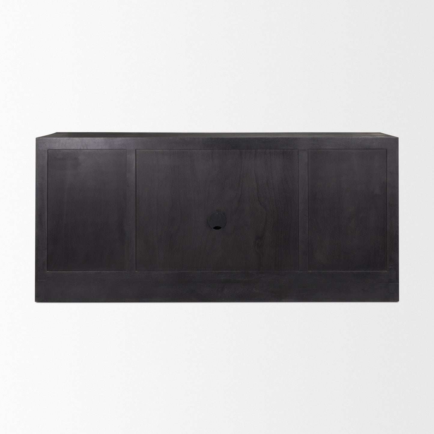 Suri Black Wood 4‑Door Sideboard with Glass Panels