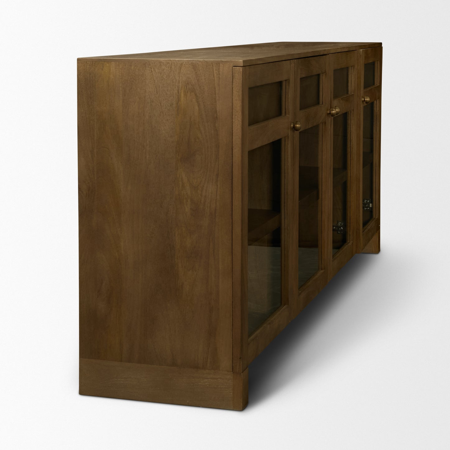 Suri 80 Inch Mid Brown Wood Sideboard with Glass Doors