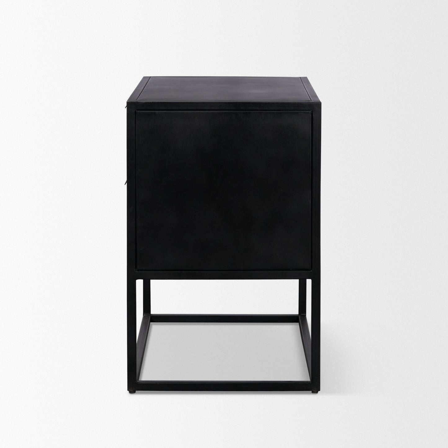 Sloan Light Brown Wood Side Table with Black Metal Frame