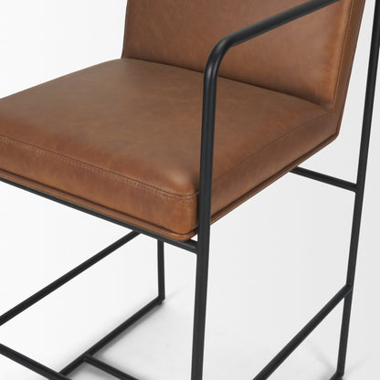 Stamford Brown Leather Seat Wood Back Counter Stool