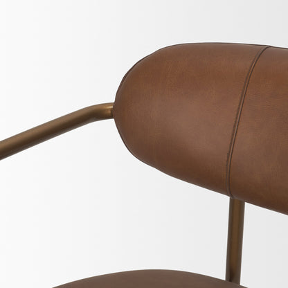 Parker Brown Leather Gold Frame Dining Chair Set of 2