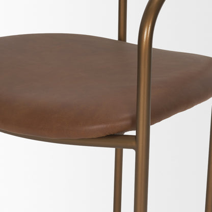 Parker Brown Leather Gold Frame Dining Chair Set of 2