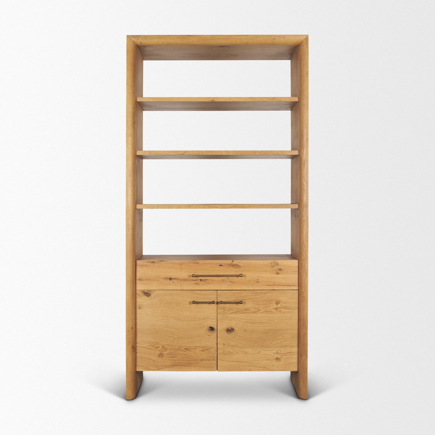 Belford 2‑Door Light Brown Oak Wood Shelving Unit
