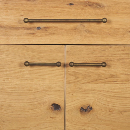 Belford 2‑Door Light Brown Oak Wood Shelving Unit