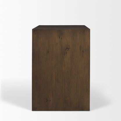 Belford 3‑Drawer Dark Brown Oak Wood Nightstand