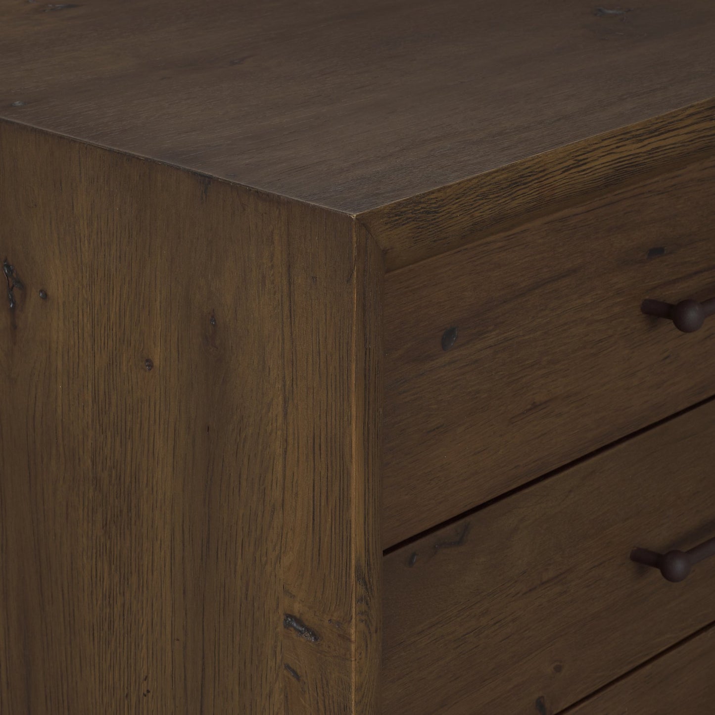 Belford 3‑Drawer Dark Brown Oak Wood Nightstand