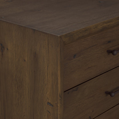 Belford 3‑Drawer Dark Brown Oak Wood Nightstand