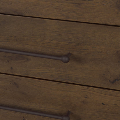 Belford 3‑Drawer Dark Brown Oak Wood Nightstand