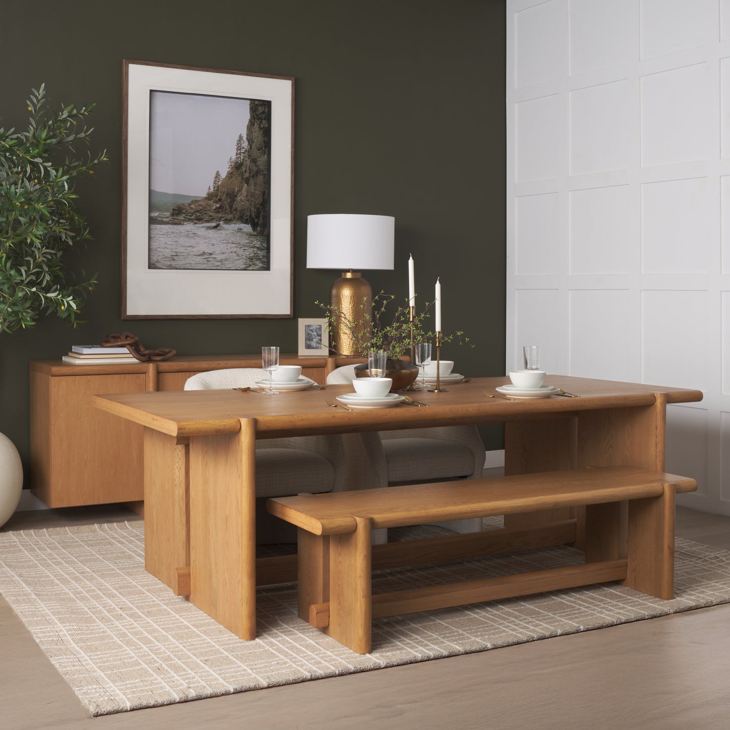 Rowan Light Brown Oak Wood 4‑Door Sideboard