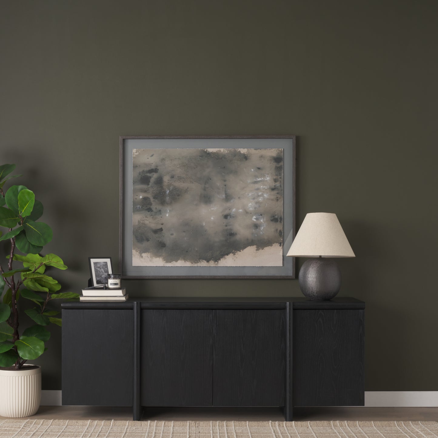 Rowan Sandblasted Black Oak Closed 4‑Door Sideboard