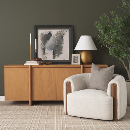 Kornelia Soft Oatmeal Fabric Barrel Accent Chair
