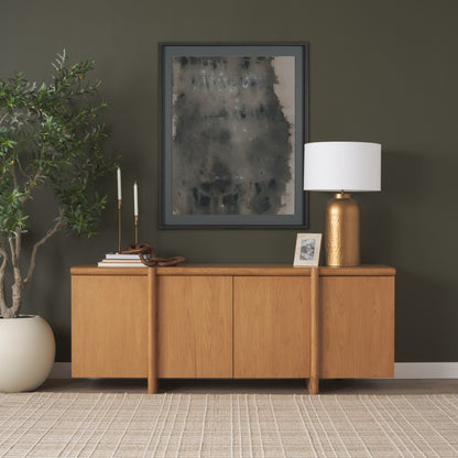 Rowan Light Brown Oak Wood 4‑Door Sideboard