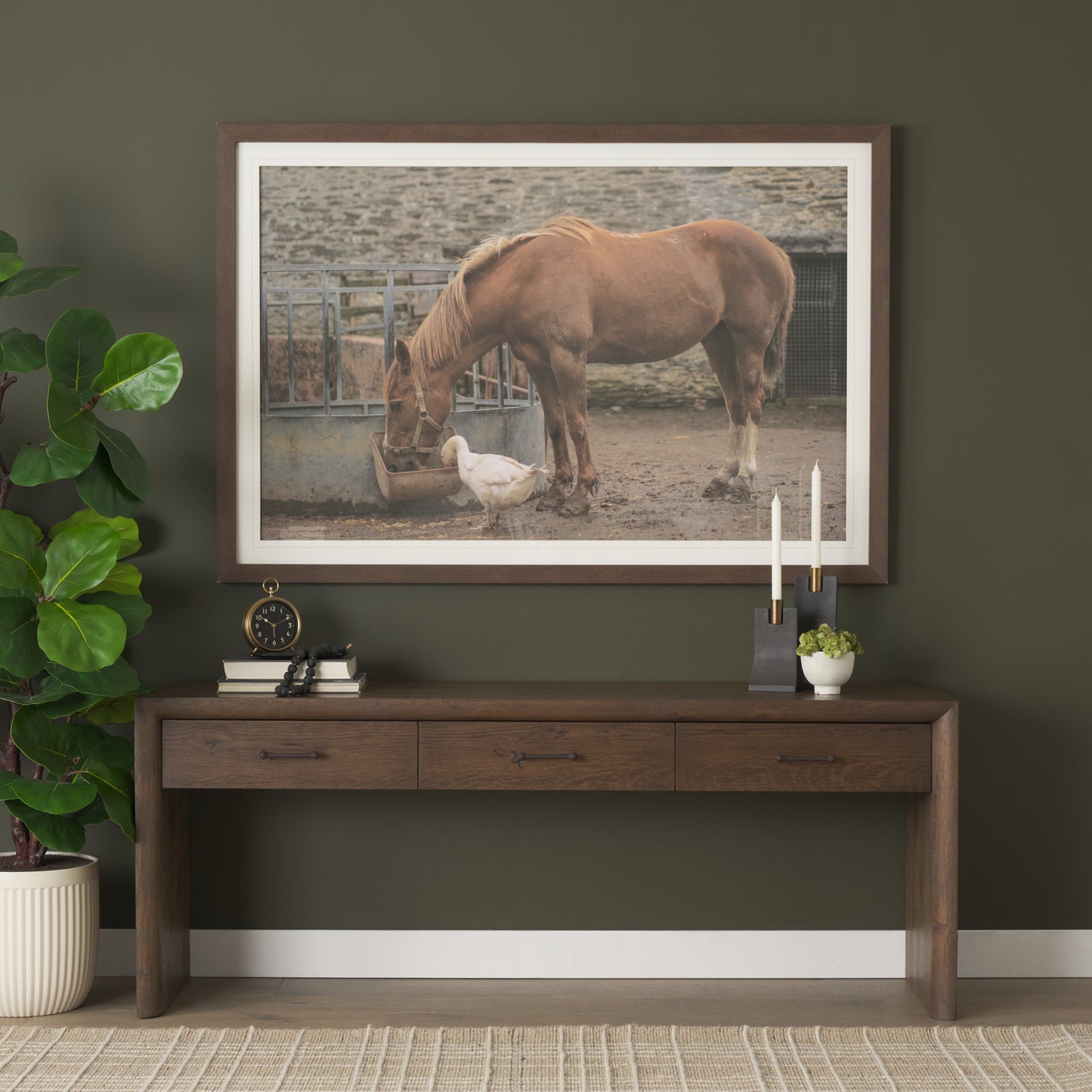 Belford 72" Dark Brown Oak Wood Console Table