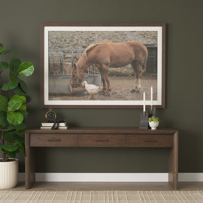 Belford 72" Dark Brown Oak Wood Console Table