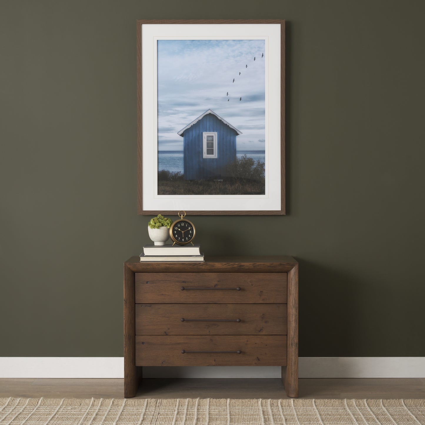 Belford 3‑Drawer Dark Brown Oak Wood Nightstand