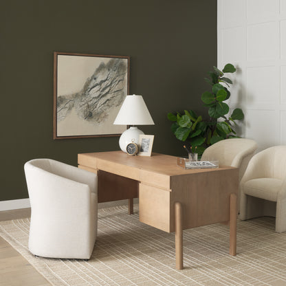 Curtis Cream Fabric Dining Armchair with Half‑Moon Base