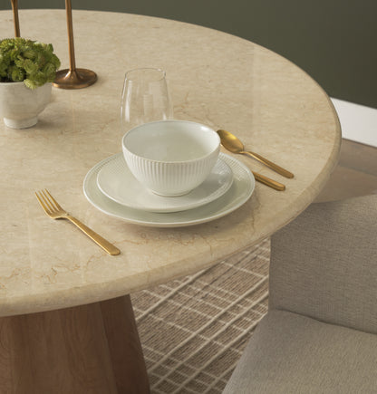 Marilyn 48 Inch Round Botticino Marble Dining Table