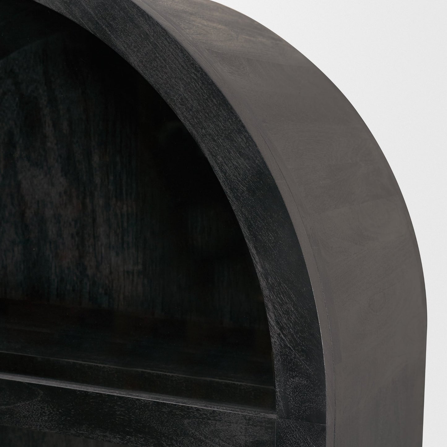 Suri Black Wood Arched Curio Cabinet with Glass Doors
