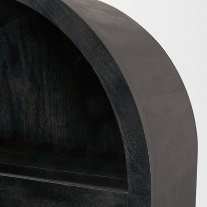 Suri Black Wood Arched Curio Cabinet with Glass Doors