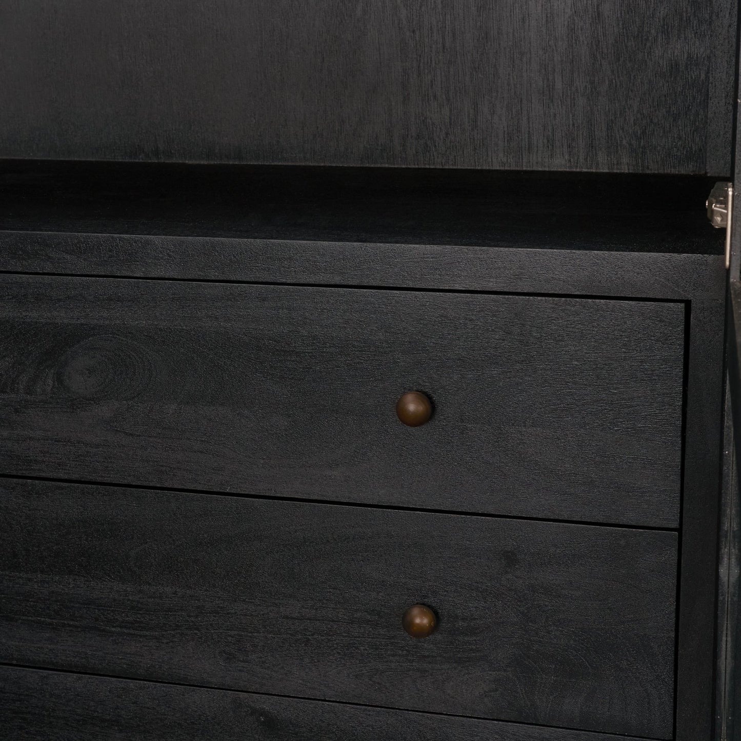 Suri Black Wood Arched Curio Cabinet with Glass Doors