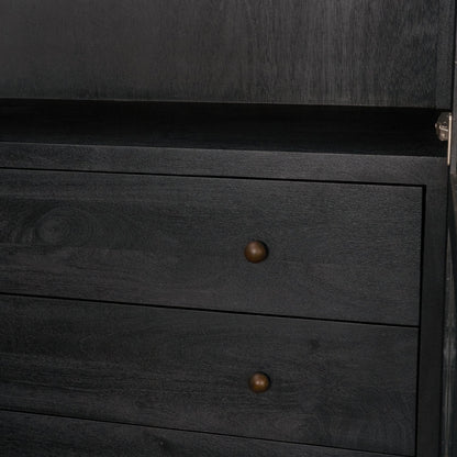 Suri Black Wood Arched Curio Cabinet with Glass Doors