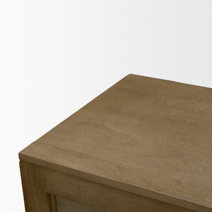 Suri 80 Inch Mid Brown Wood Sideboard with Glass Doors
