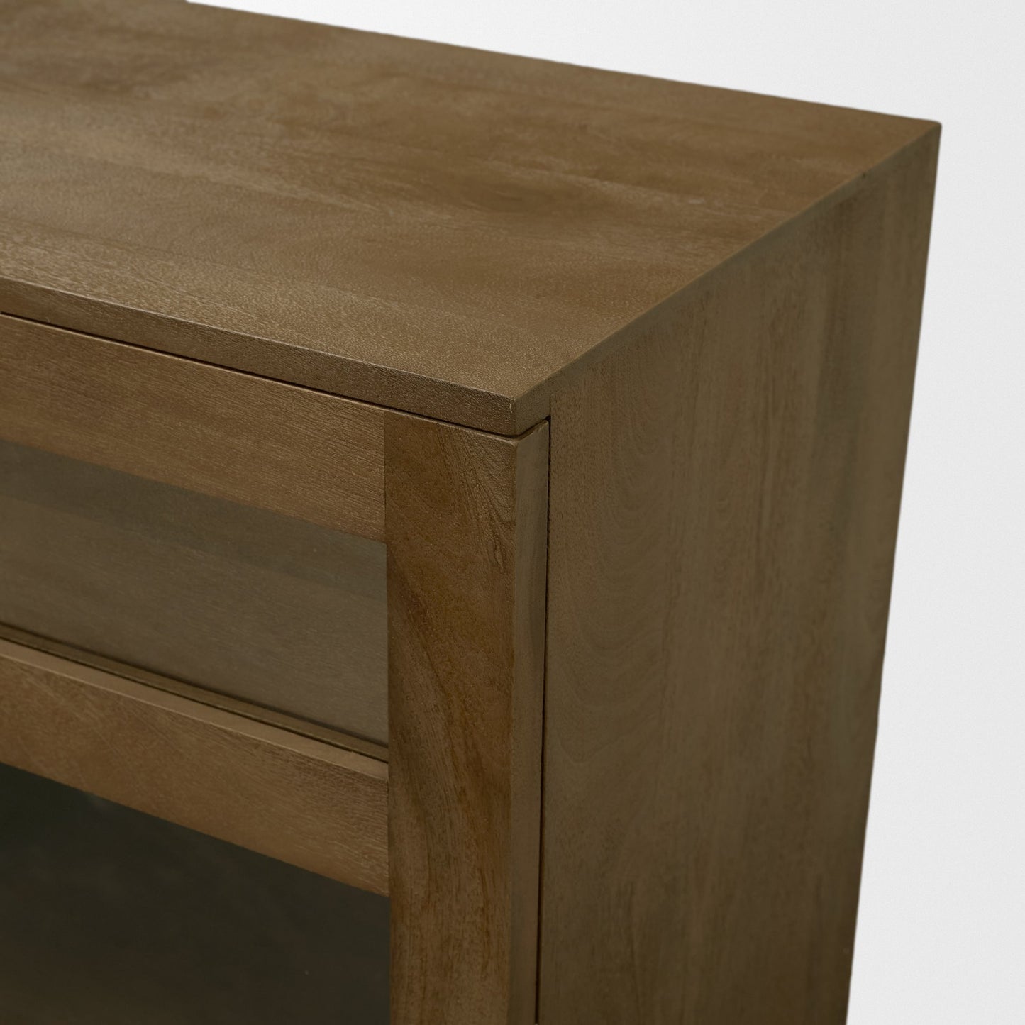 Suri 80 Inch Mid Brown Wood Sideboard with Glass Doors