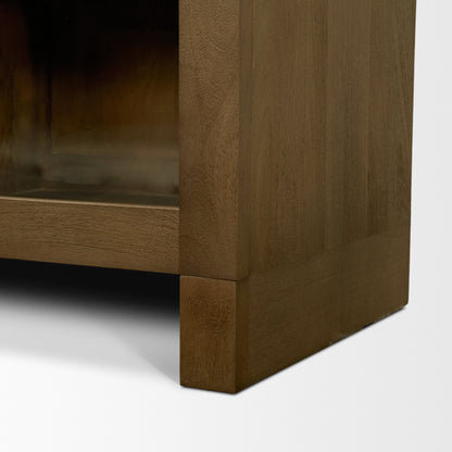 Suri 80 Inch Mid Brown Wood Sideboard with Glass Doors
