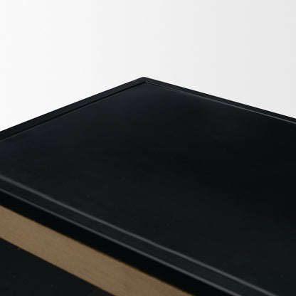 Sloan 80 Inch Light Brown Wood and Black Metal Sideboard