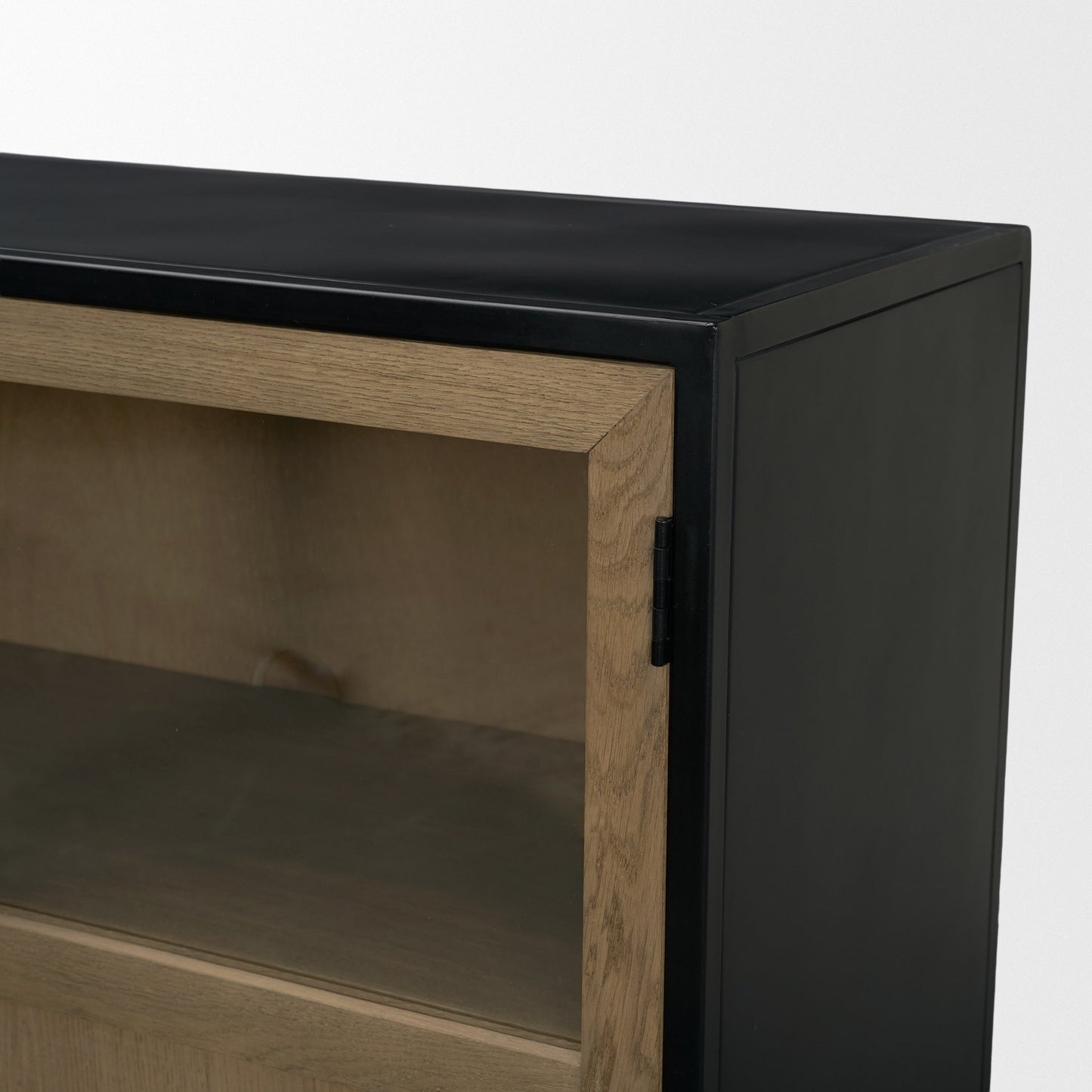 Sloan 80 Inch Light Brown Wood and Black Metal Sideboard