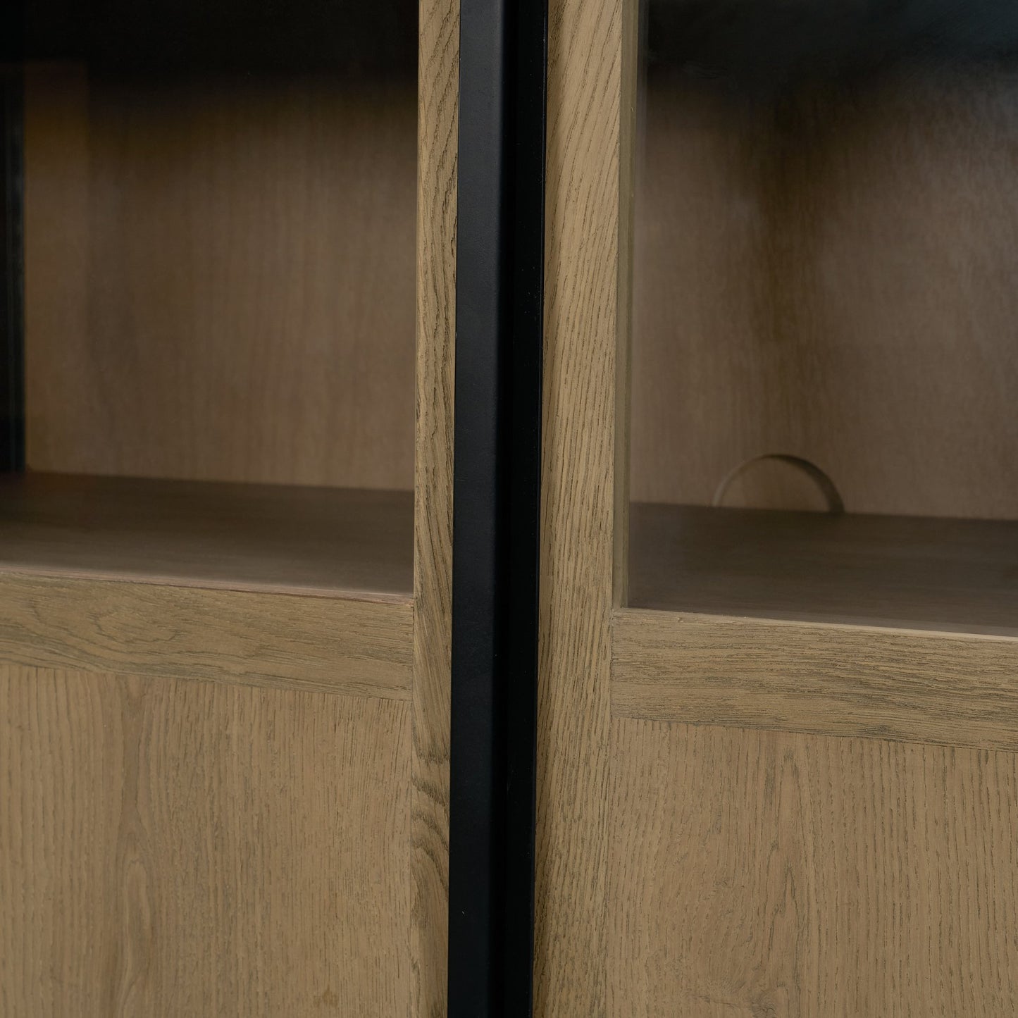 Sloan 80 Inch Light Brown Wood and Black Metal Sideboard