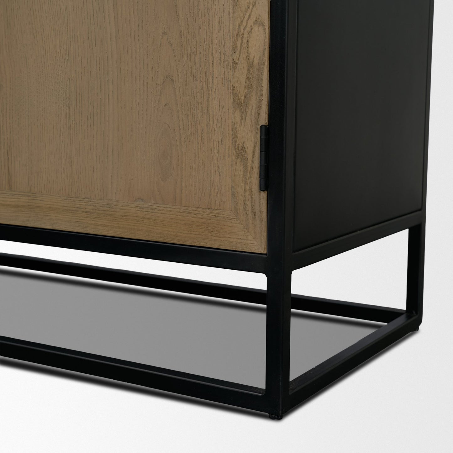 Sloan 80 Inch Light Brown Wood and Black Metal Sideboard