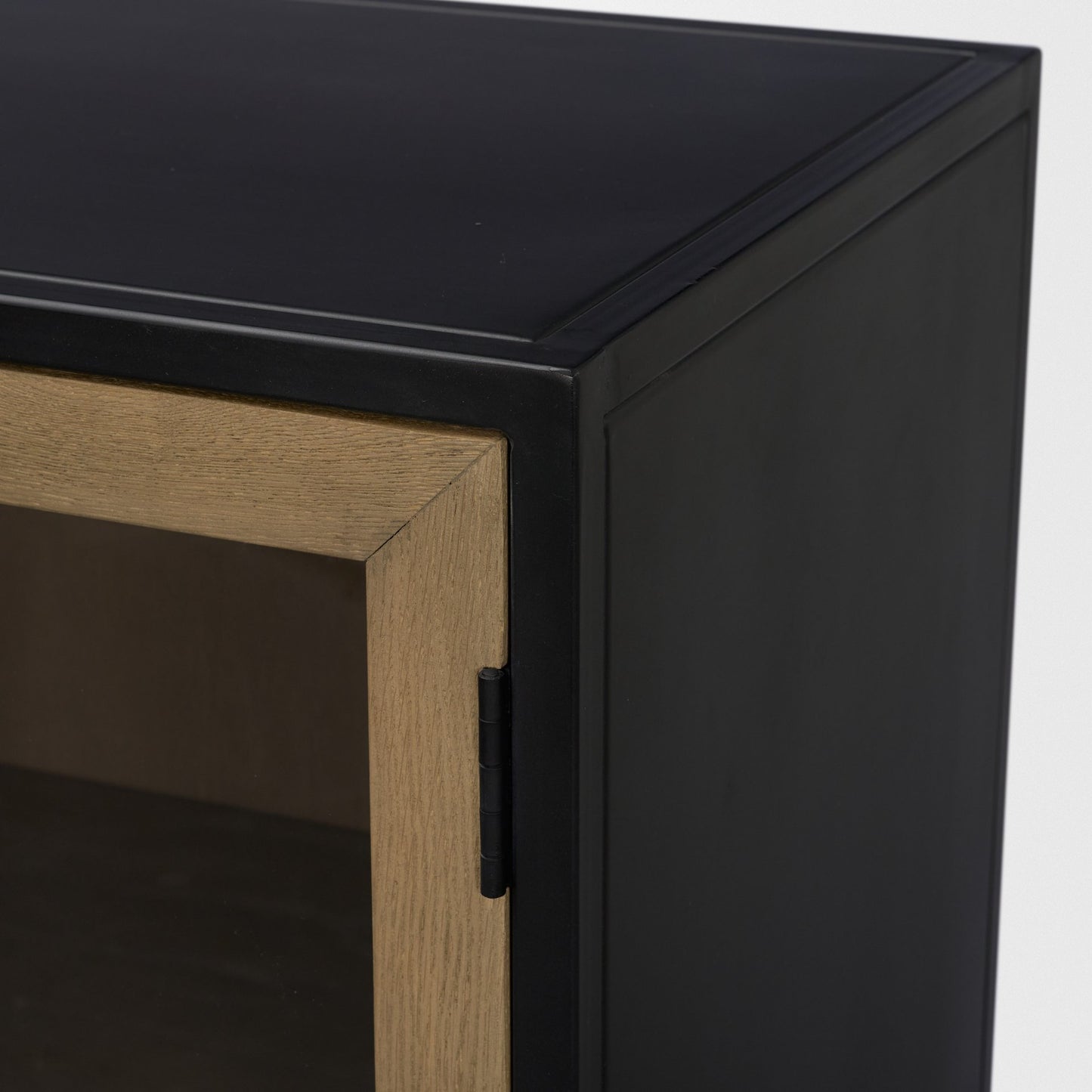 Sloan Light Brown Wood Accent Cabinet with Black Metal Frame