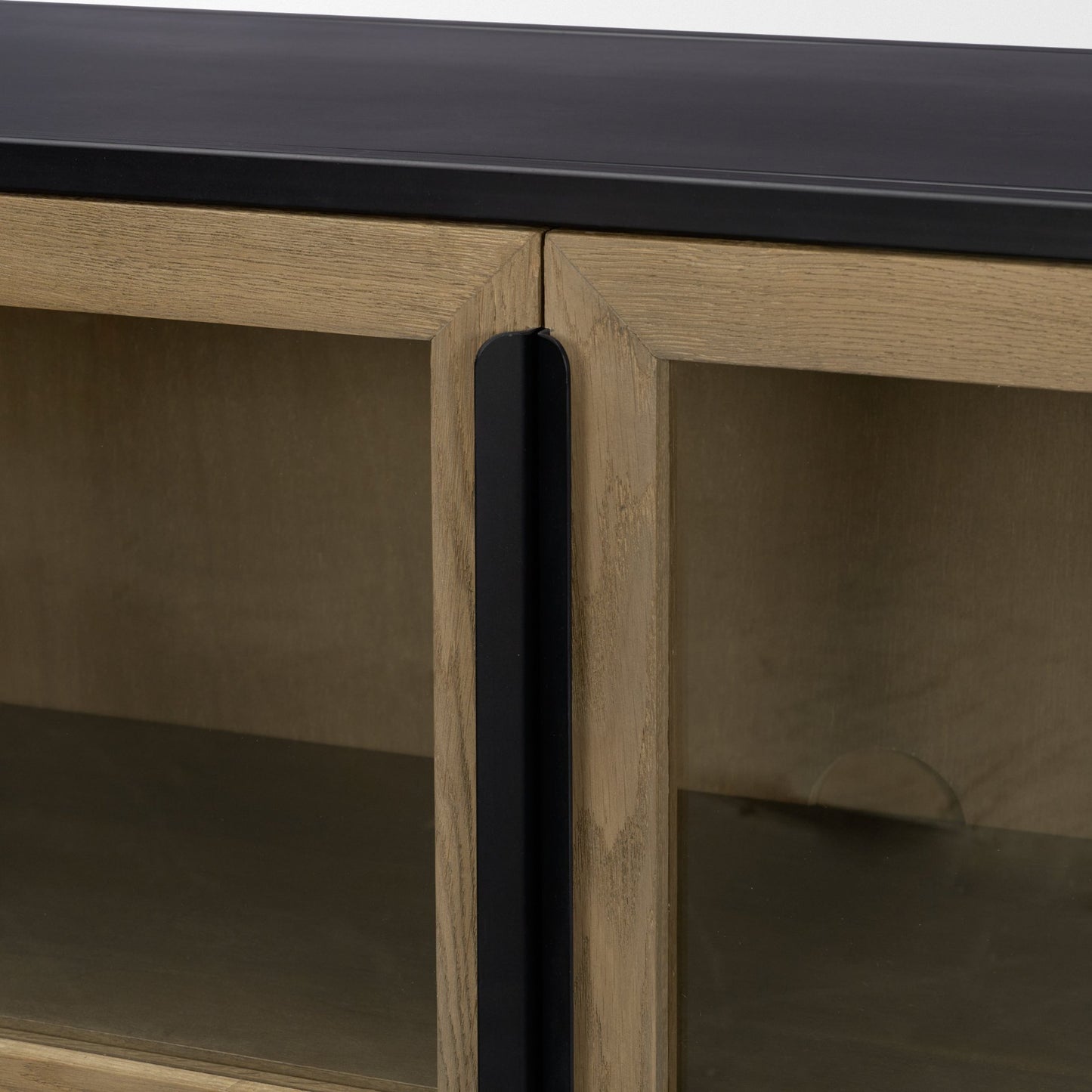 Sloan Light Brown Wood Accent Cabinet with Black Metal Frame