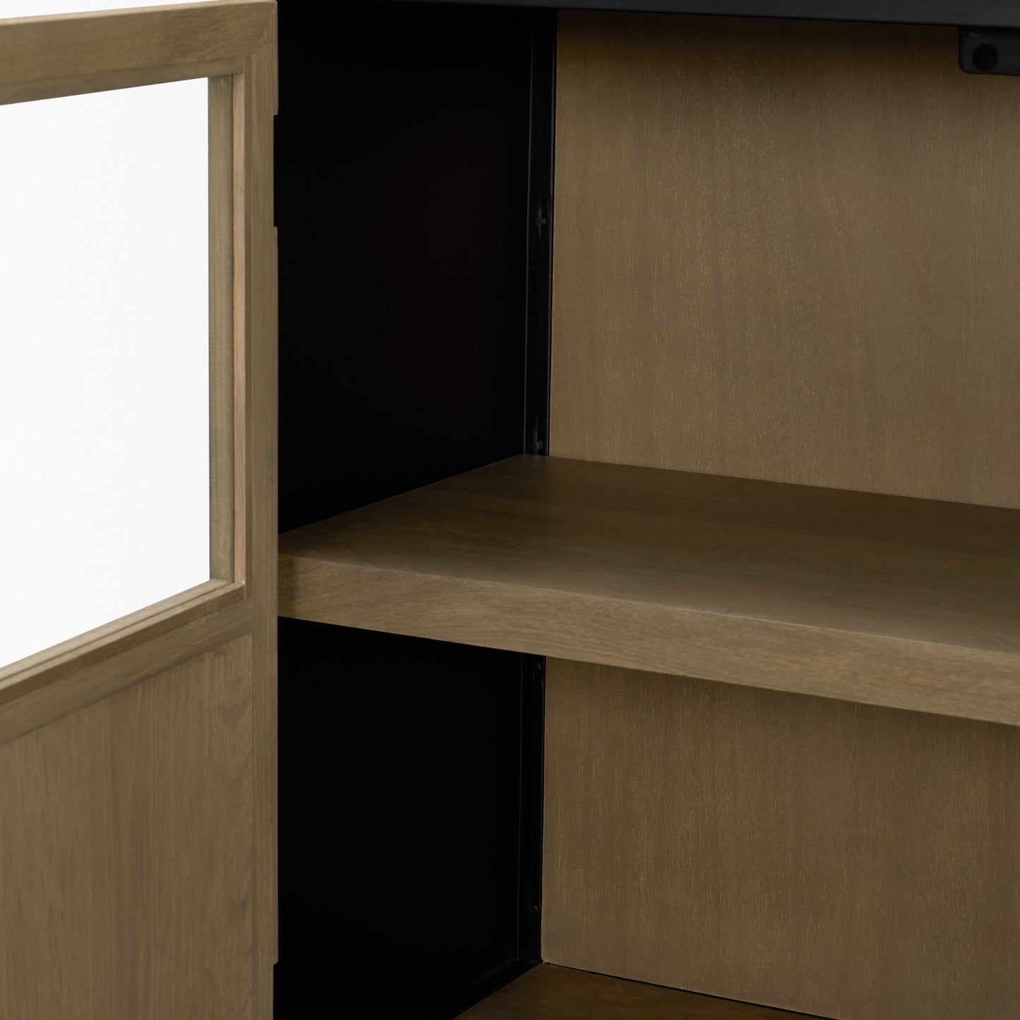 Sloan Light Brown Wood Accent Cabinet with Black Metal Frame