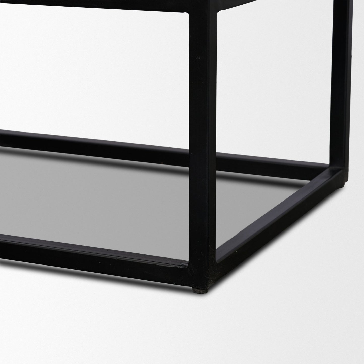 Sloan Light Brown Wood Side Table with Black Metal Frame