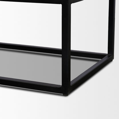 Sloan Light Brown Wood Side Table with Black Metal Frame