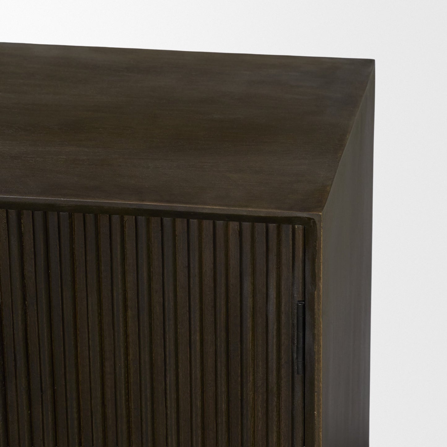 Cinder Distressed Dark Brown Wood Reeded 4‑Door Sideboard