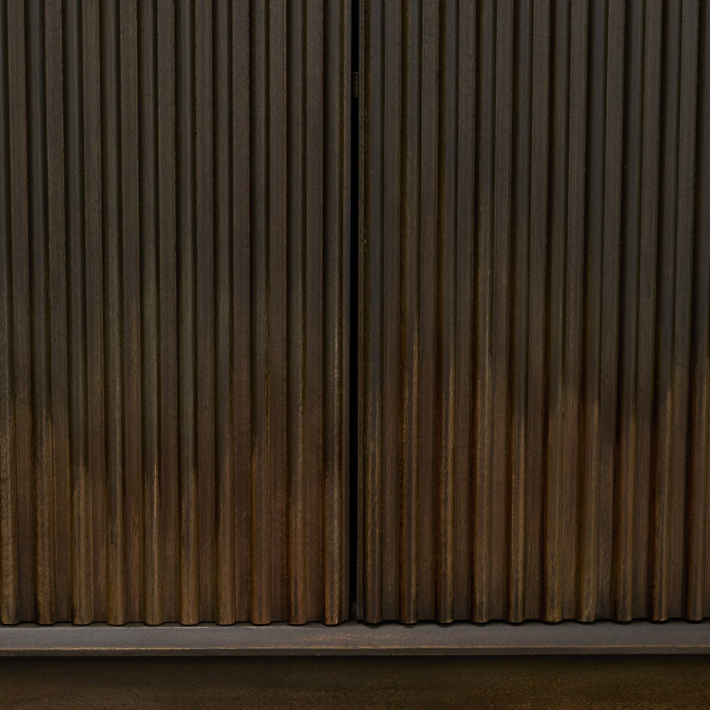 Cinder Distressed Dark Brown Wood Reeded 4‑Door Sideboard