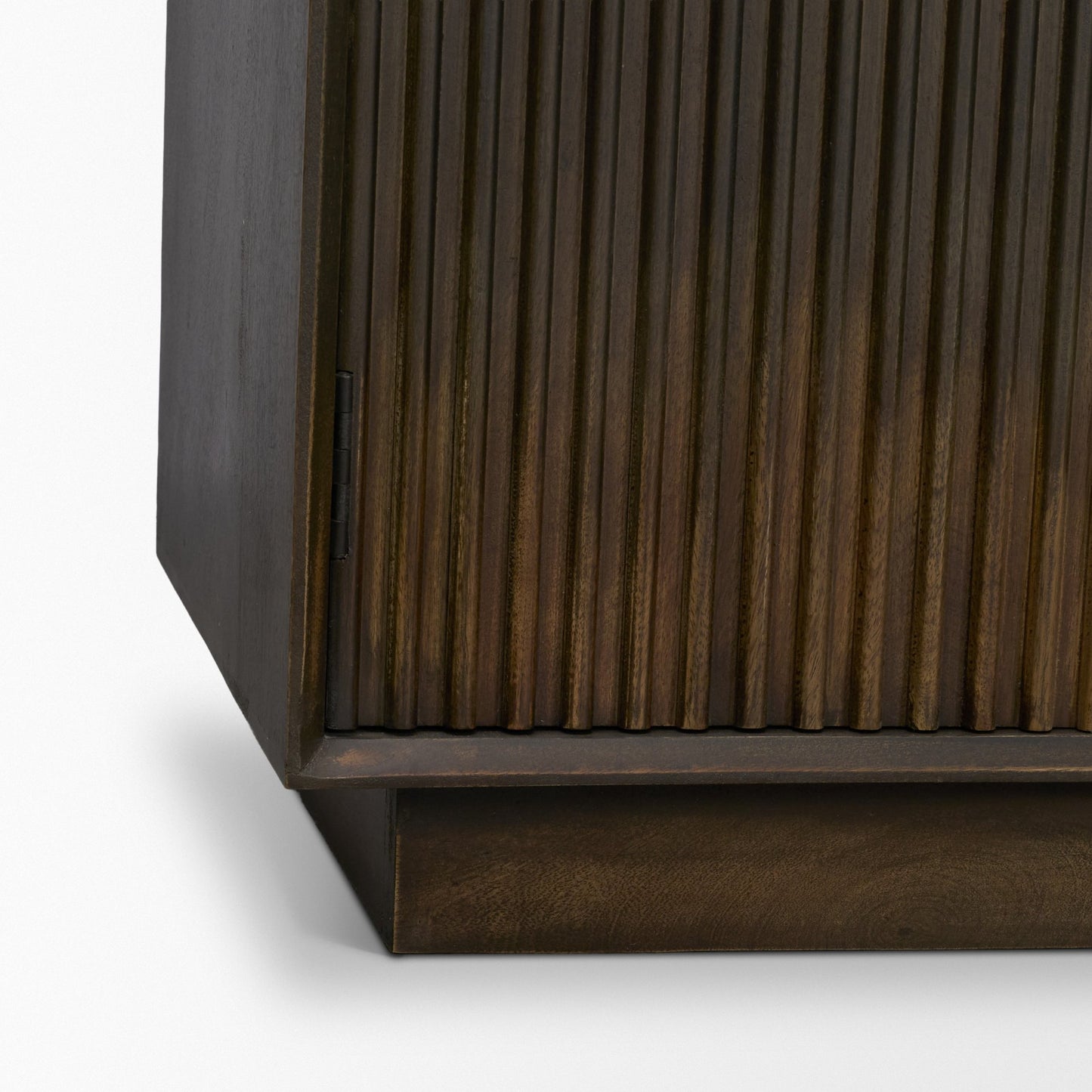 Cinder Distressed Dark Brown Wood Reeded 4‑Door Sideboard